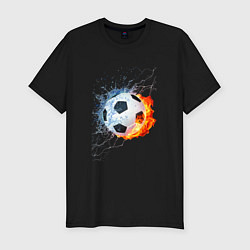 Мужская slim-футболка Футбол - противостояние стихий