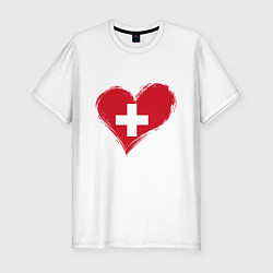 Мужская slim-футболка Сердце - Швейцария