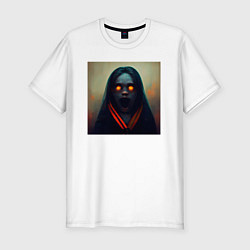 Мужская slim-футболка Портрет ужасной ведьмы