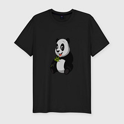 Мужская slim-футболка Панда ест бамбук