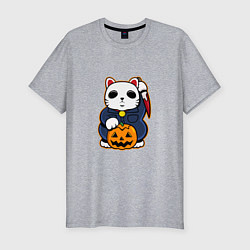 Мужская slim-футболка Cat Halloween