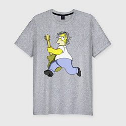Мужская slim-футболка Гомер Симпсон - крутой рок гитарист