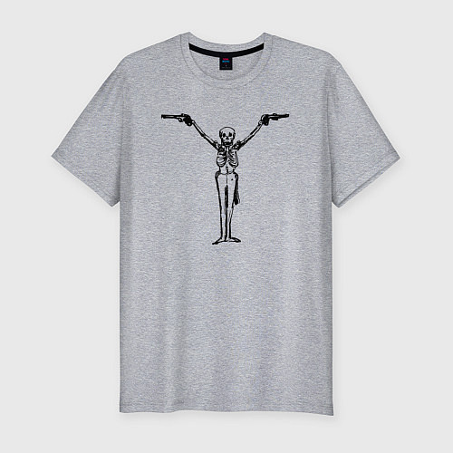 Мужская slim-футболка Скелетик с пистолетиками / Меланж – фото 1
