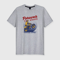 Мужская slim-футболка Винтажный стиль мотоциклист