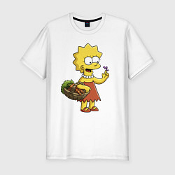 Мужская slim-футболка Lisa Simpson с гусеницей на даче