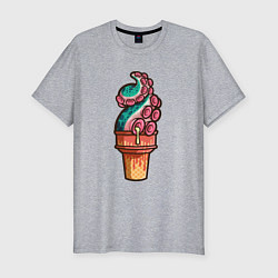 Мужская slim-футболка Мороженое осьминог