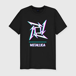 Мужская slim-футболка Metallica glitch rock