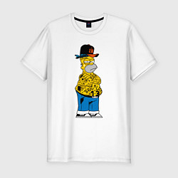 Мужская slim-футболка Гомер Симпсон - жизнь головореза - татуха