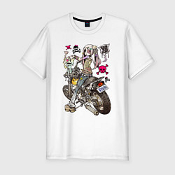 Мужская slim-футболка Anime biker girl