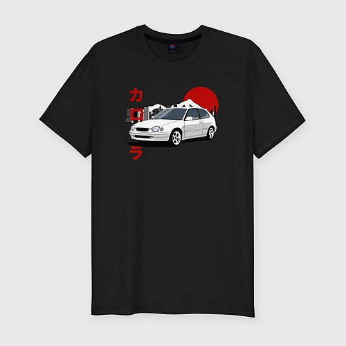 Мужская slim-футболка Toyota Corolla JDM Retro Style / Черный – фото 1