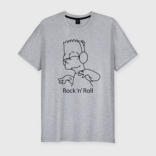 Мужская slim-футболка Bart Simpson - Rock n Roll / Меланж – фото 1