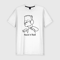Футболка slim-fit Bart Simpson - Rock n Roll, цвет: белый