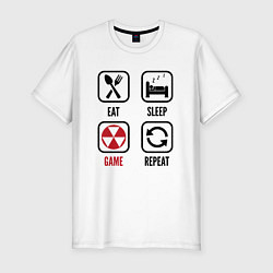 Мужская slim-футболка Eat - sleep - Fallout - repeat