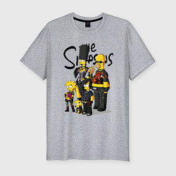 Мужская slim-футболка Семейка Симпсонов в кожаной одежде с заклёпками