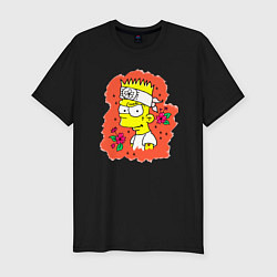 Мужская slim-футболка Барт Симпсон с татухой над глазом
