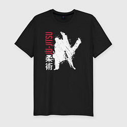 Мужская slim-футболка Jiu-jitsu splashes logo