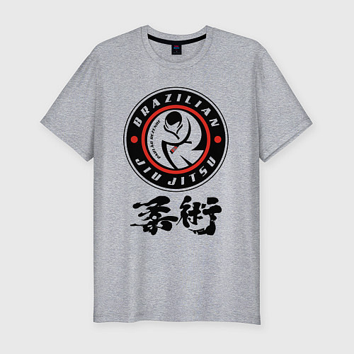 Мужская slim-футболка Brazilian fight club Jiu jitsu fighter / Меланж – фото 1