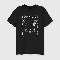 Футболка slim-fit Bon Jovi rock cat, цвет: черный