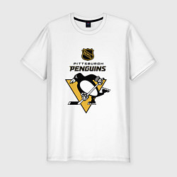 Футболка slim-fit Питтсбург Пингвинз НХЛ логотип, цвет: белый