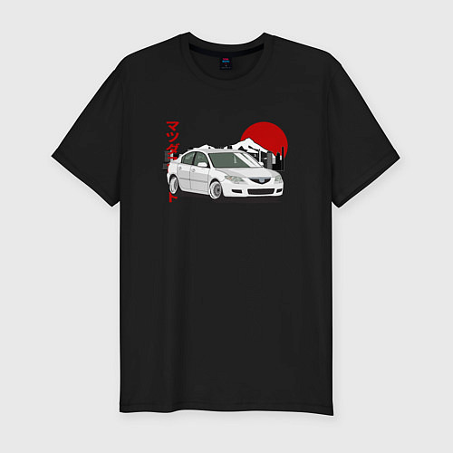 Мужская slim-футболка Mazda 3 bk JDM Retro / Черный – фото 1