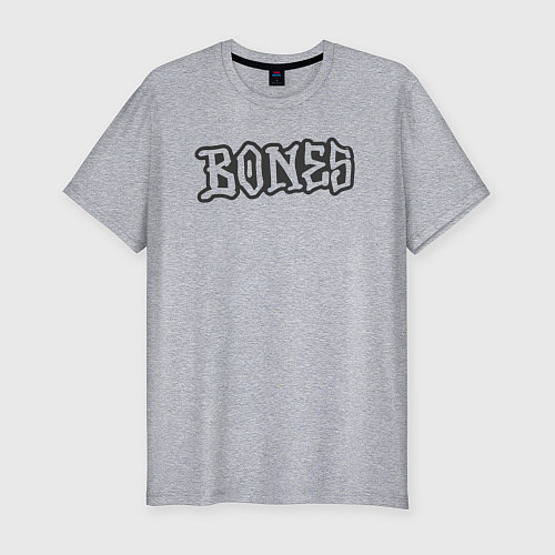 Мужская slim-футболка Bones надпись / Меланж – фото 1