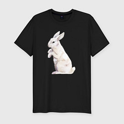 Мужская slim-футболка Белый милый кролик