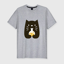 Футболка slim-fit Котик - Химик, цвет: меланж