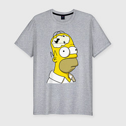 Мужская slim-футболка Гомер Симпсон - нет подключения к интернету