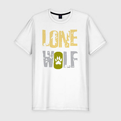 Футболка slim-fit Lone Wolf - одинокий волк, цвет: белый