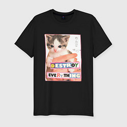 Мужская slim-футболка Destroy everything kitty