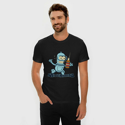 Мужская slim-футболка Little Bender / Черный – фото 3