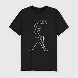 Мужская slim-футболка Queen- Фредди и микрофон