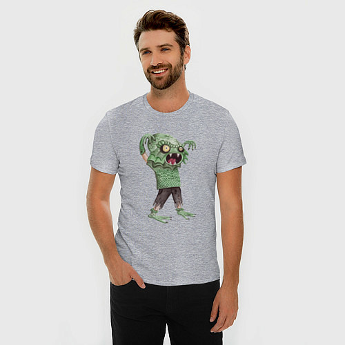 Мужская slim-футболка Водяной зомби / Меланж – фото 3