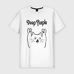 Футболка slim-fit Deep Purple - rock cat, цвет: белый