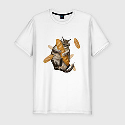 Футболка slim-fit Котик и батон, цвет: белый