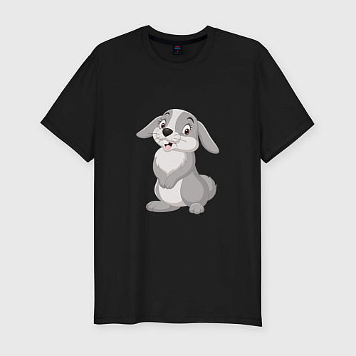 Мужская slim-футболка Милашка Кролик / Черный – фото 1