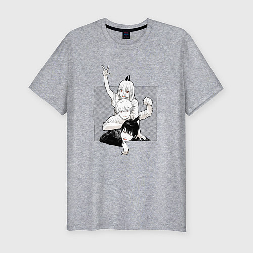 Мужская slim-футболка Aki & Denji & Power / Меланж – фото 1