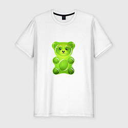 Футболка slim-fit Желейный медведь зеленый, цвет: белый