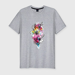 Мужская slim-футболка Beautiful flowers of different colors