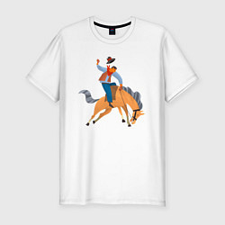 Мужская slim-футболка Наездник на лошадкe