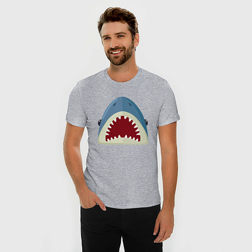 Мужская slim-футболка Красивая акула / Меланж – фото 3