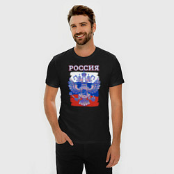 Футболка slim-fit Россия Герб Флаг, цвет: черный — фото 2