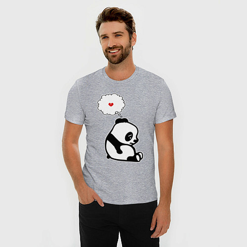 Мужская slim-футболка Панда о разбитом сердце / Меланж – фото 3