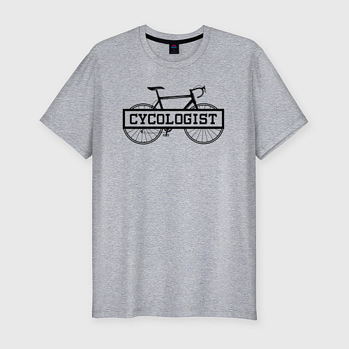 Мужская slim-футболка Cycologist - велосипедист / Меланж – фото 1
