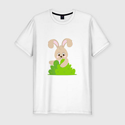 Мужская slim-футболка Кролик в лесу