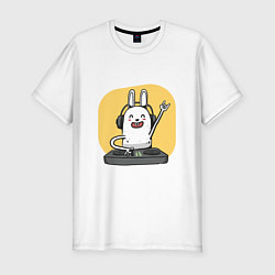 Мужская slim-футболка Кролик Диджей