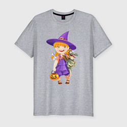 Мужская slim-футболка Ведьма малолетка - halloween