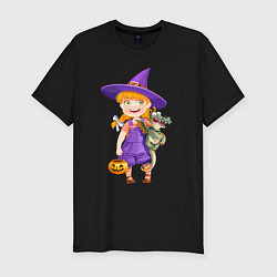 Футболка slim-fit Ведьма малолетка - halloween, цвет: черный