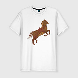 Мужская slim-футболка Стимпанк-лошадь