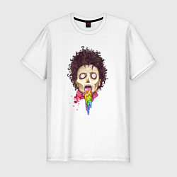 Мужская slim-футболка Зомби с радугой